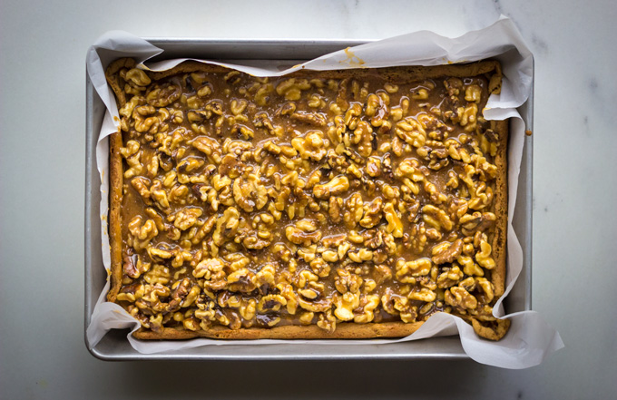 Salted Malted Walnut Brown Butter Shortbread Bars