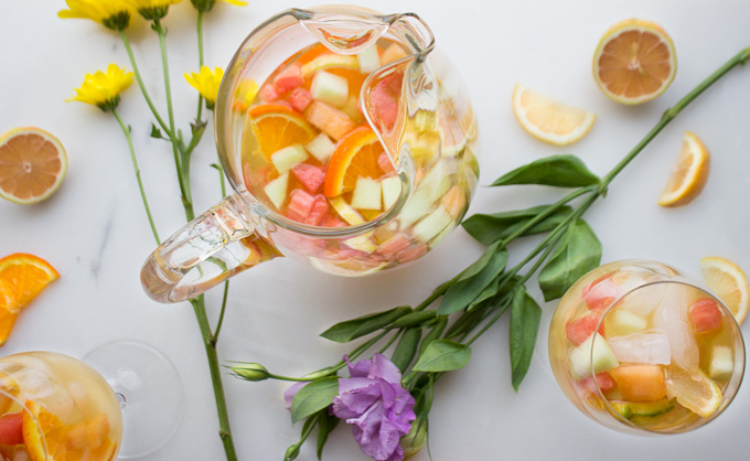 A Pitcher and a Glass of Melon Sangria