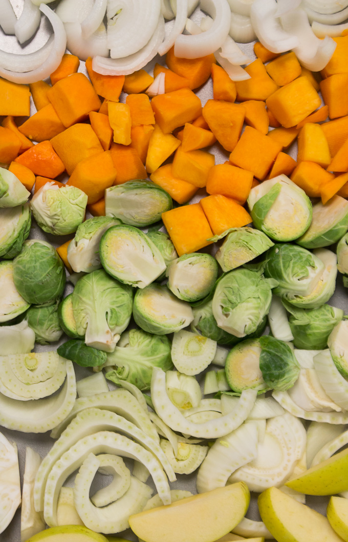 Fall Sausage + Apple Sheet Pan Dinner