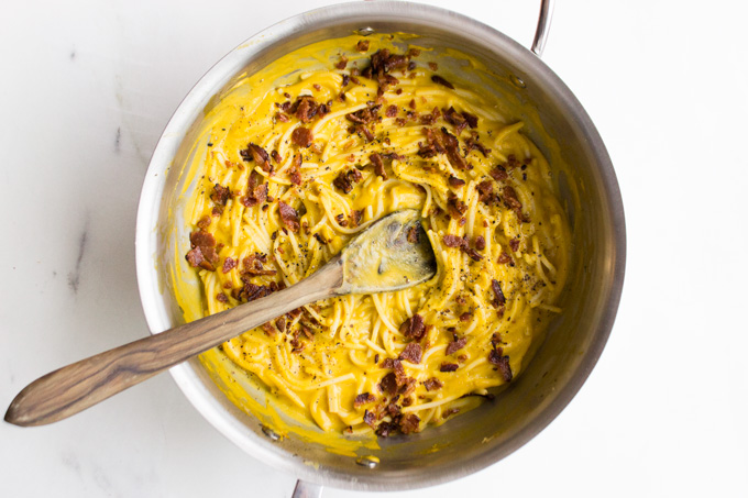 Butternut Squash Carbonara {Gluten, Dairy + Egg-free}