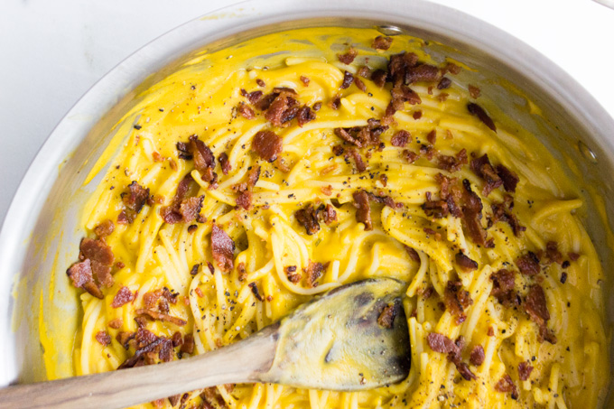 Butternut Squash Carbonara {Gluten, Dairy + Egg-free}