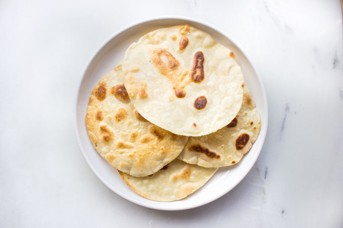 Tostada Shells in a White Plate