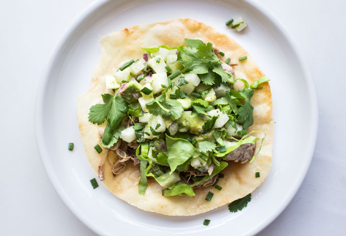 Tostada Shells topped with Fresh Veggies