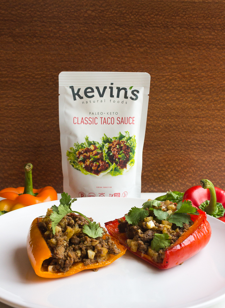 Taco Stuffed Peppers with Sauce Plated